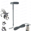 A black clip-on condenser microphone with a gooseneck stand and cable for acoustic instruments.
