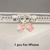 Pink & White Bowknot Phone Dust Plug