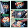 Close-up shots of bright colored DTF transfer film sheets showing clear patterns, soft texture, and durability on fabric.