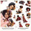 Transparent and waterproof stickers featuring diverse skin tones and floral designs for scrapbooking
