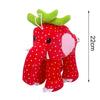 A red elephant plush toy with green ears and pink accents.