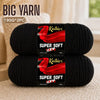 A pair of black super soft 100% acrylic yarn skeins for knitting and crochet