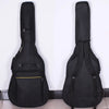 A pair of black durable acoustic guitar bags displayed against a white background.