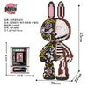 A detailed illustration of a black and white bear character made from micro building blocks.