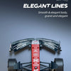 A red 1:8 scale formula racing car building block set with steering and engine linkage components.