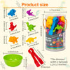 A set of colorful dinosaur toys for sorting and counting, including various dinosaur shapes in bright colors.
