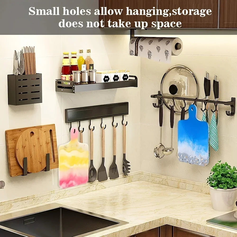 A set of flexible silicone resin casting molds hanging on a kitchen wall