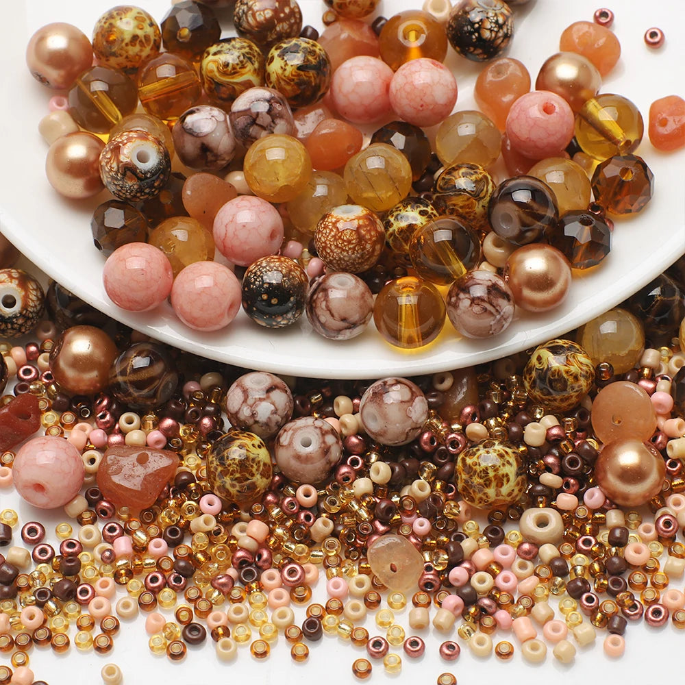 Crystal Glass Seed Beads for Jewelry Making – 45g Mixed Colors & Shapes