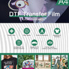 DTF Transfer Film sheets shown next to a hand, demonstrating the film for custom printing on fabric.