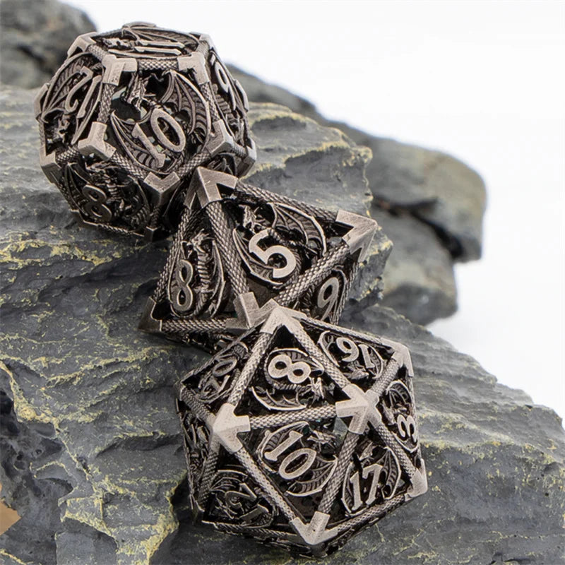 Hollow Metal Polyhedral Dragon Dice Set
