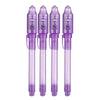 A set of five purple invisible ink spy pens with UV light for secret messages
