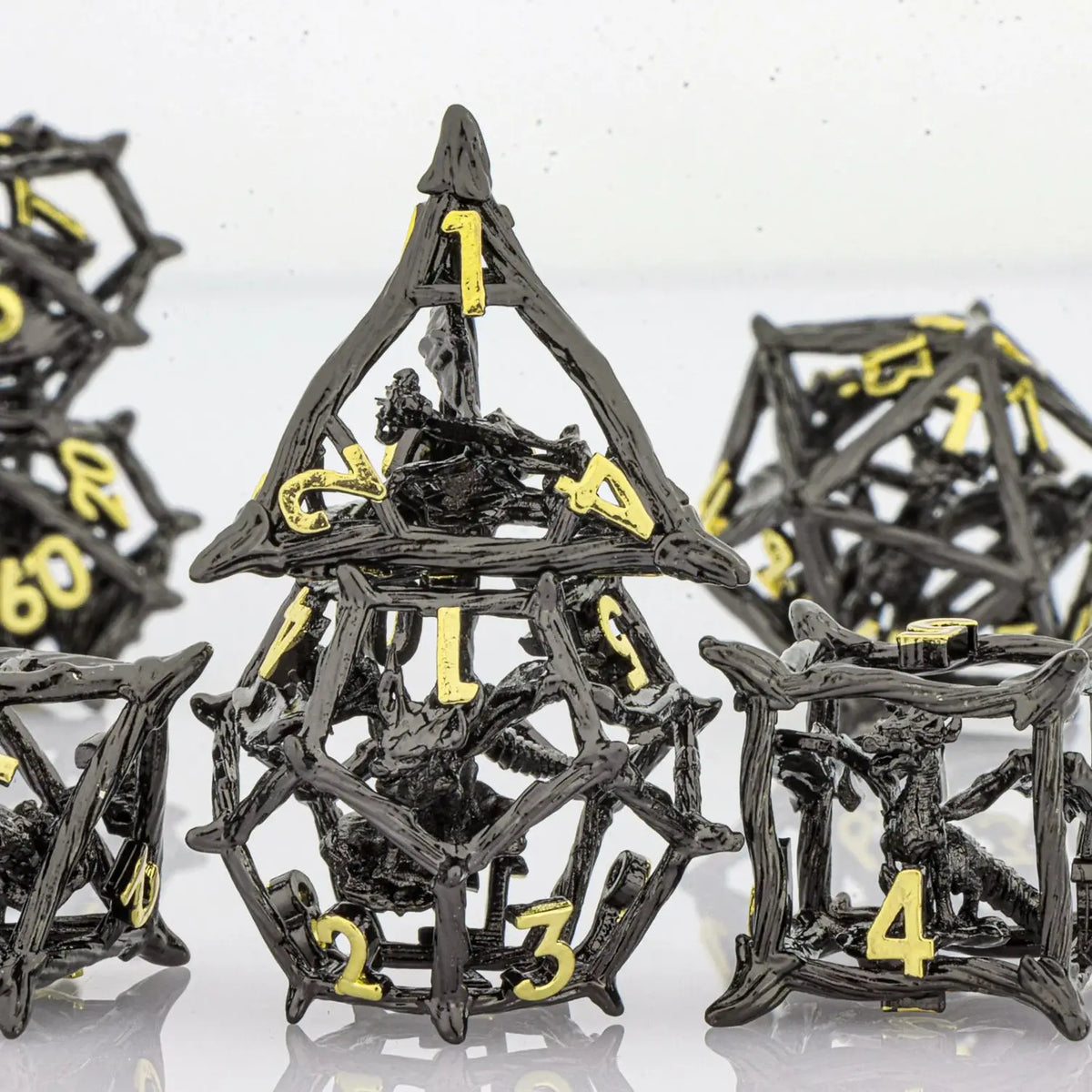 Hollow Metal Polyhedral Dragon Dice Set