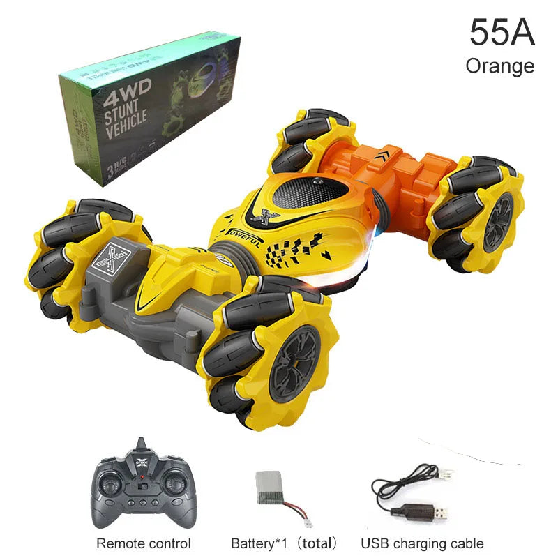 Orange 55A stunt vehicle remote control with gesture and watch features and accessories
