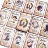 A collection of 20 Wise Witch Oracle Cards featuring various themes like Serenity, Eclipse, and Manifest