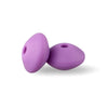 Two purple silicone lentil beads shaped like an abacus for jewelry making