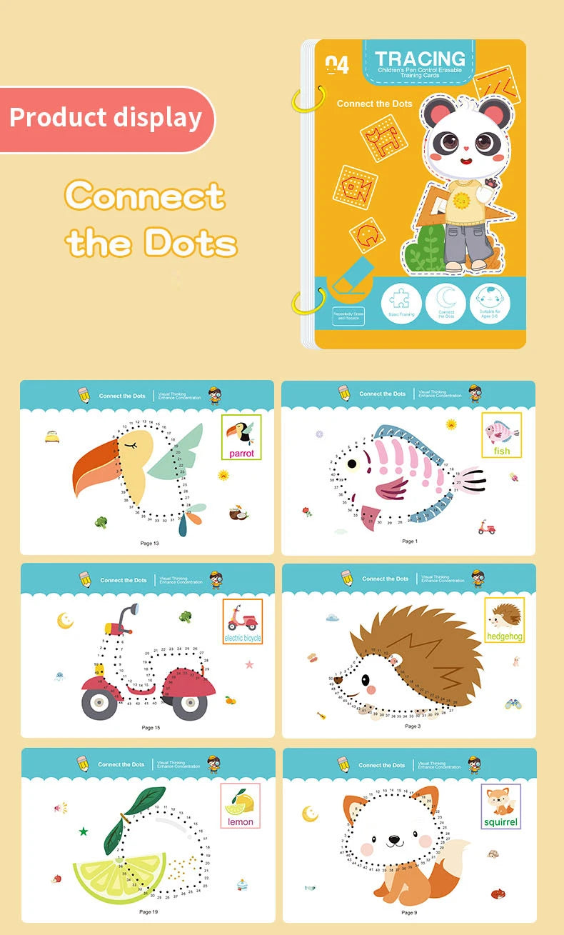 Reusable Magic Tracing Workbook for Kids with Pen and Eraser