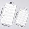 Two habit tracker refill pages, A6 and A7 size, showing monthly grids for tracking habits.