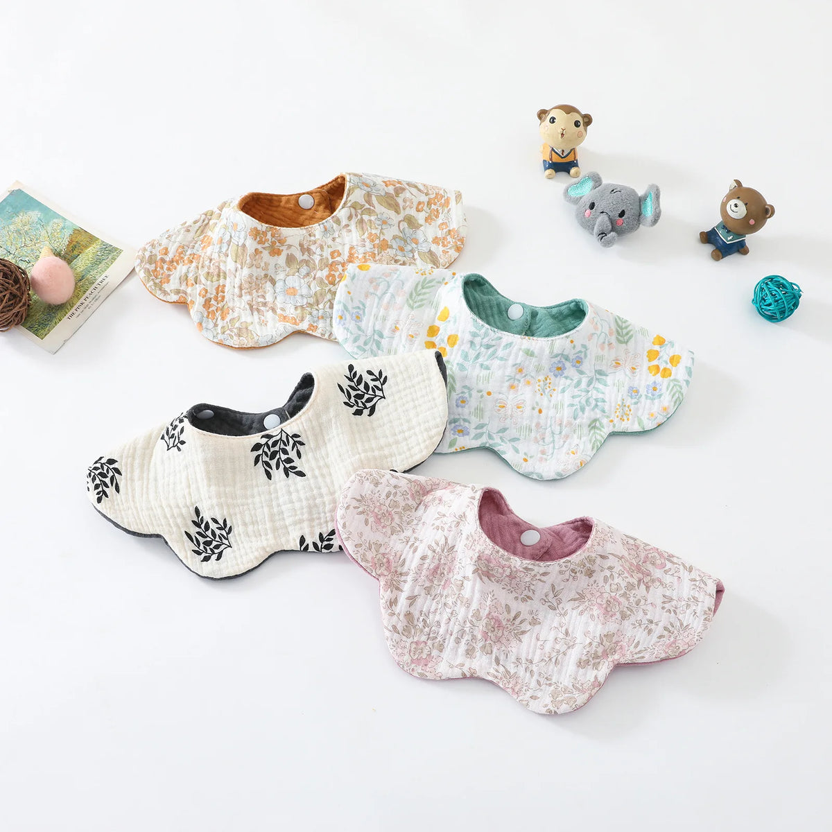 6-Layer Cotton Baby Bib with Reversible Design
