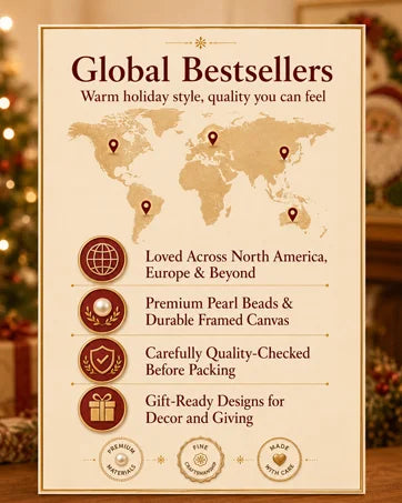 Festive Christmas Pearl Diamond Painting Kit with Frame