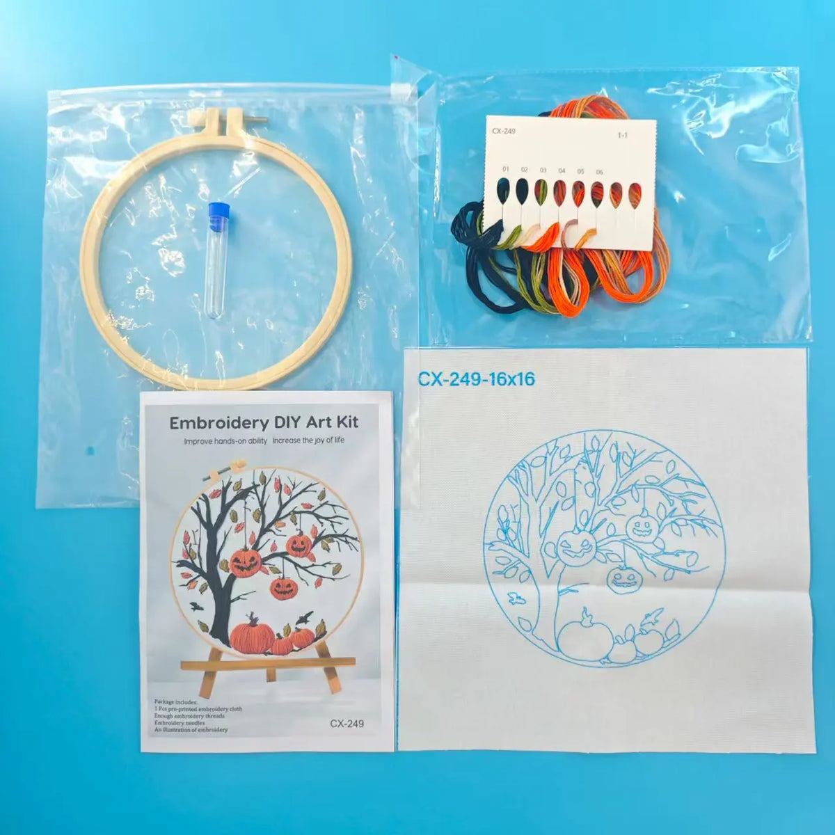 Fall Harvest Pumpkin Embroidery Kit for Adults