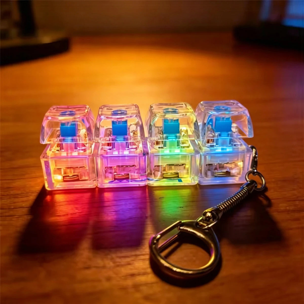 LED Macaron Keyboard Fidget Toy with Keychain