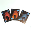 Three playing cards showing Jack, King, and Queen of Clubs in a game-themed deck