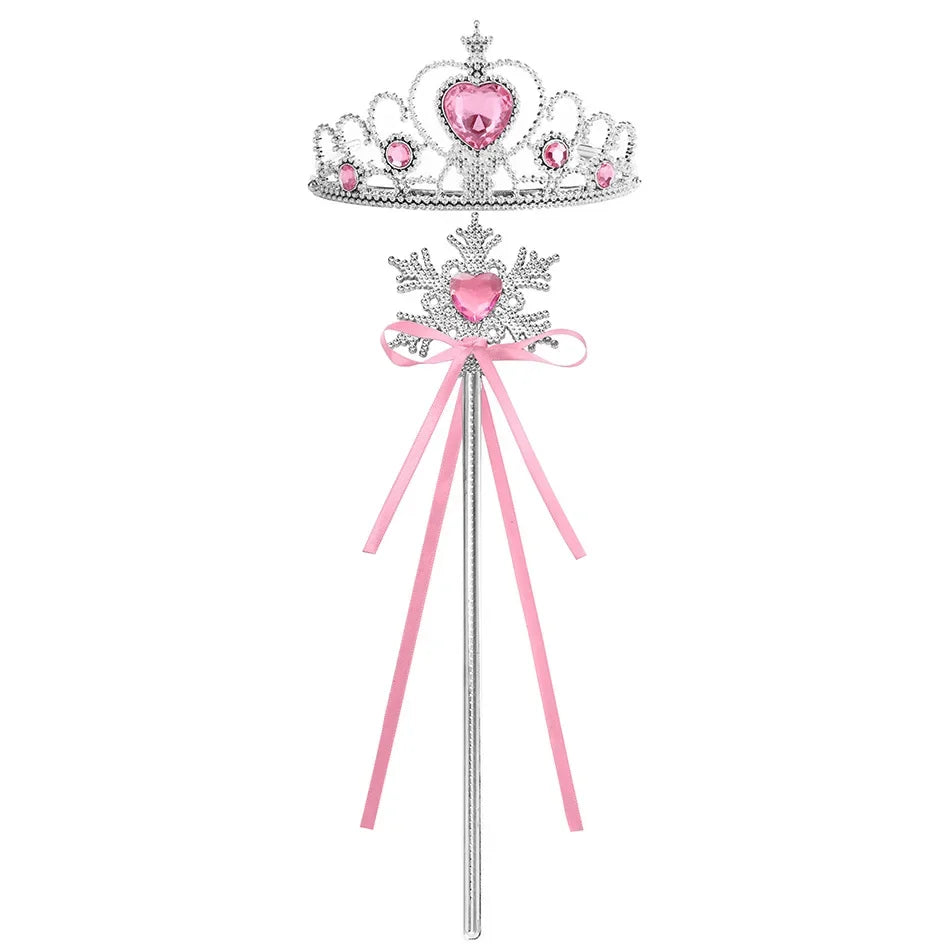 A silver and pink royal princess dress-up playset featuring a crown and wand.
