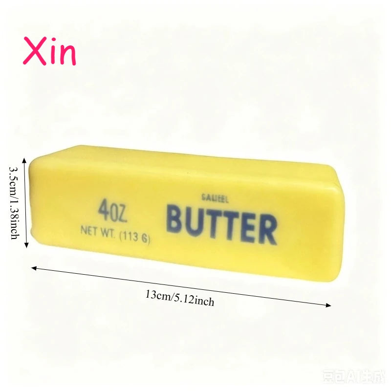 A yellow butter bar squishy stress relief toy with the brand name Galiel visible on the side.