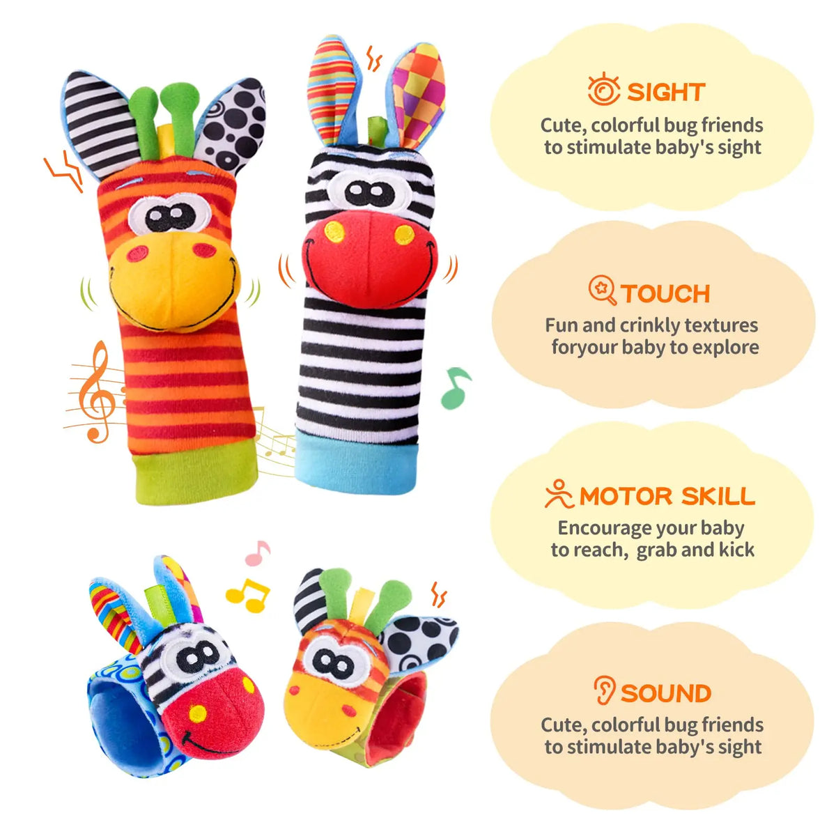 Baby Wrist Rattles and Foot Finder Socks Set