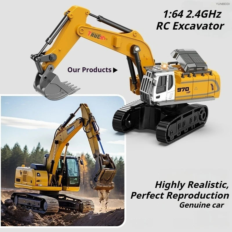 1:64 Scale Remote Control Engineering Vehicle with Lights and Sounds