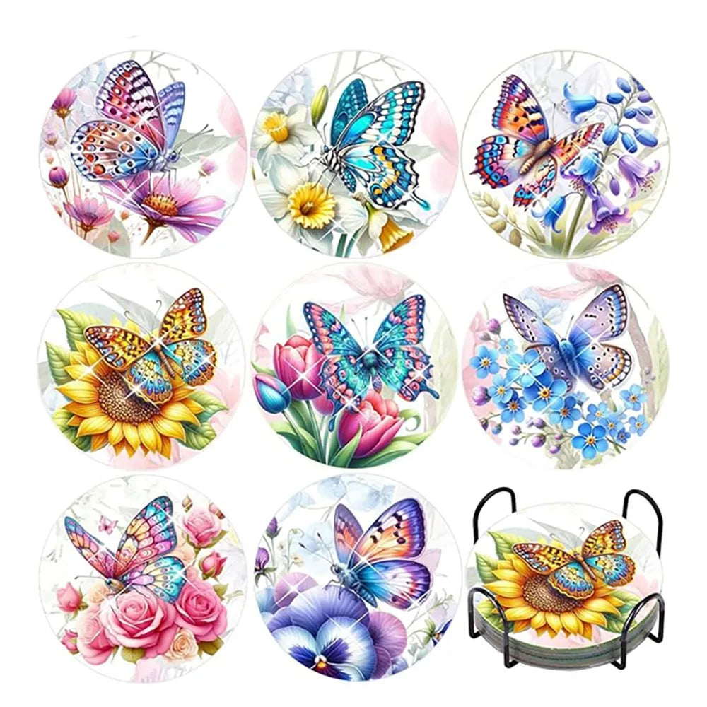 Ocean Series Diamond Art Coaster Kit with Stand – DIY Craft Set for Adults & Beginners