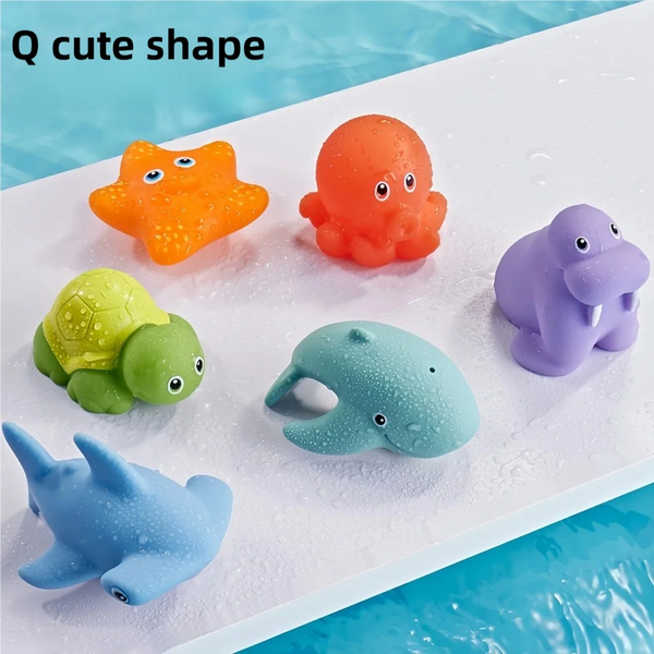 Turtle Water Play Bath Toy Set with Net and Squeeze Animals