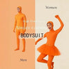 Orange unisex bodysuit costume for women and men with a full body spandex suit.