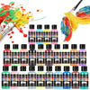 A collection of 24 acrylic paint bottles in various colors and shades for craft projects