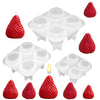 A set of silicone molds shaped like strawberries used for making candles, soap, fondant, and epoxy resin.