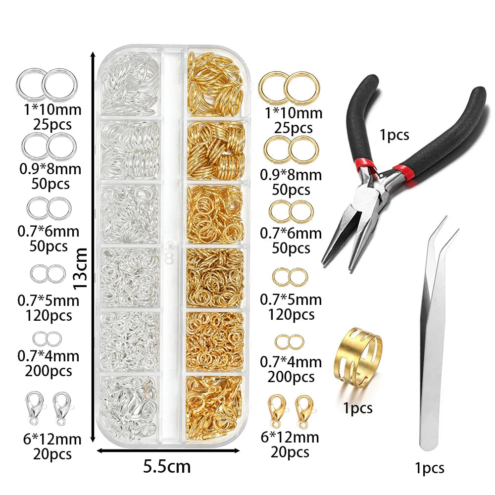 DIY Jewelry Making Kit with Jump Rings, Clasps, and Tools