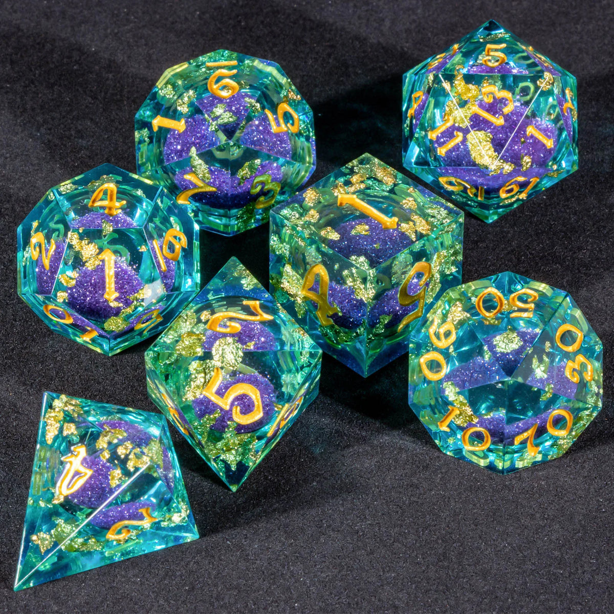 Liquid Core Dice Set for Dungeons & Dragons | Sharp Edge Resin RPG Dice