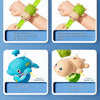 A set of turtle and dolphin shaped water guns for kids with green and yellow components