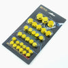 A set of gold decorative screw caps packaged in a black plastic pouch for motorcycle parts.