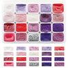 A collection of 20 metal watercolor paints in various shades including pink, red, purple, and silver on a white background.