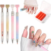 A set of refillable gradient diamond picking pens with rotating wax tips and an acrylic storage case for nail art.