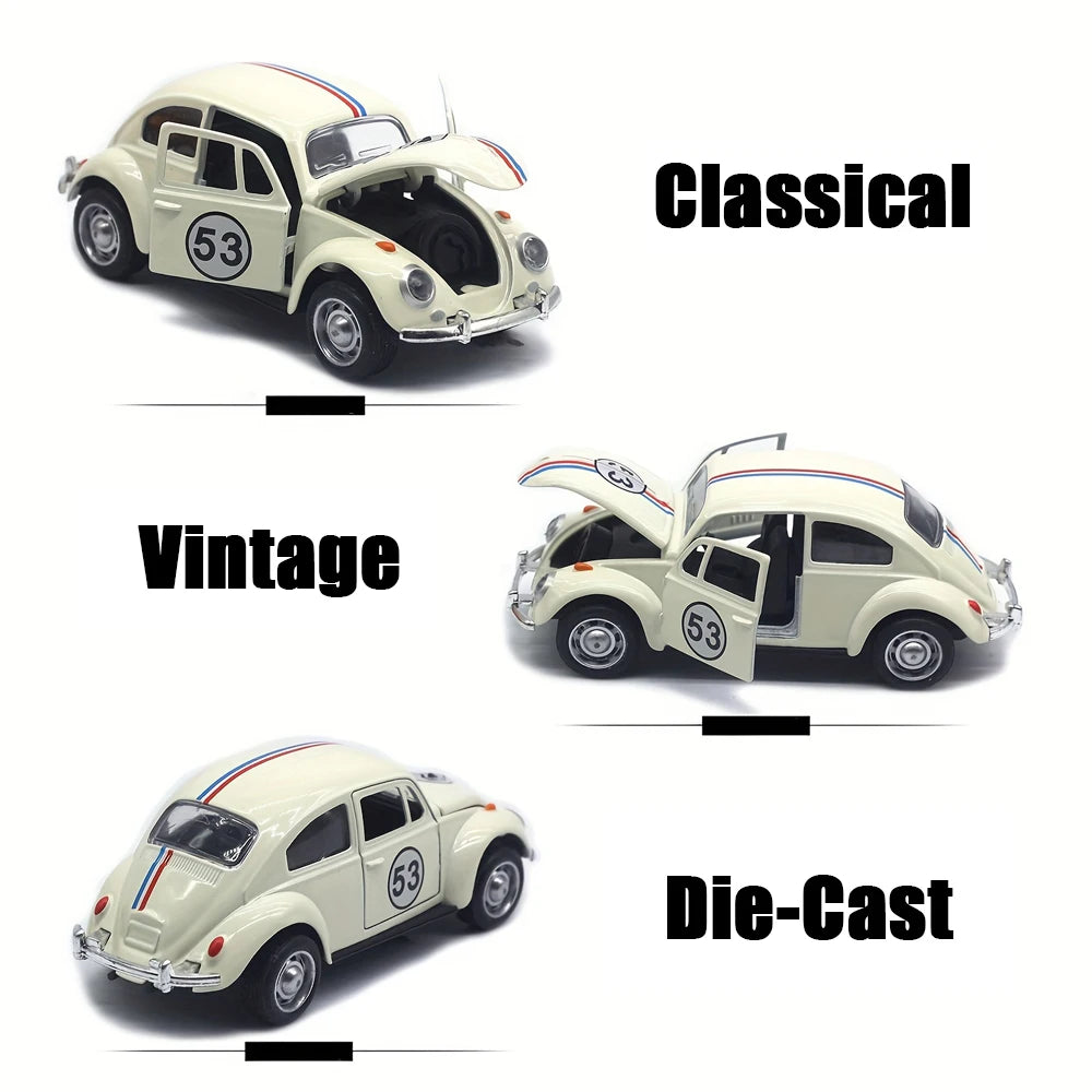Classic Volkswagen Beetle Die-Cast Model Car with Pull-Back Action