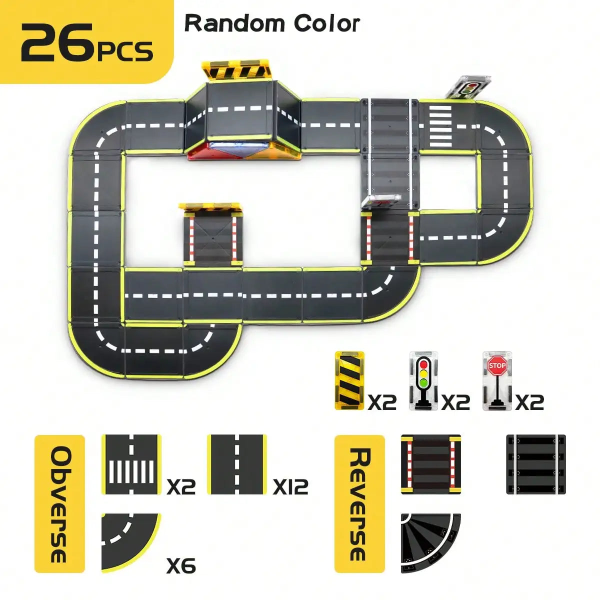 Magnetic Road Building Blocks Set with Race Track