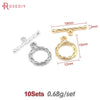 A set of 10 round gold o-toggle clasps for bracelets and jewelry making