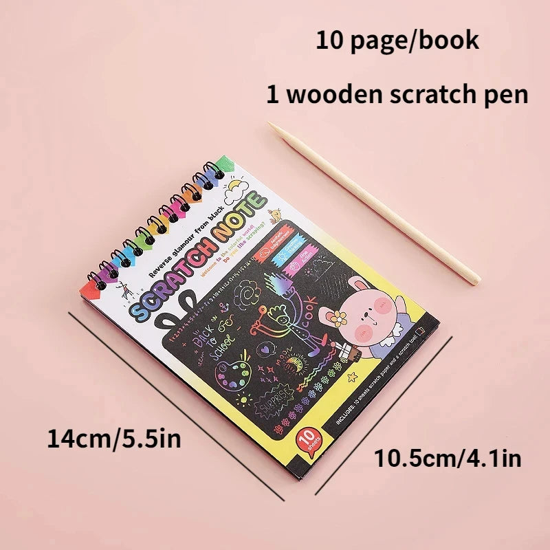 Rainbow Scratch Art Paper Set for Kids – DIY Graffiti & Drawing Activity Book