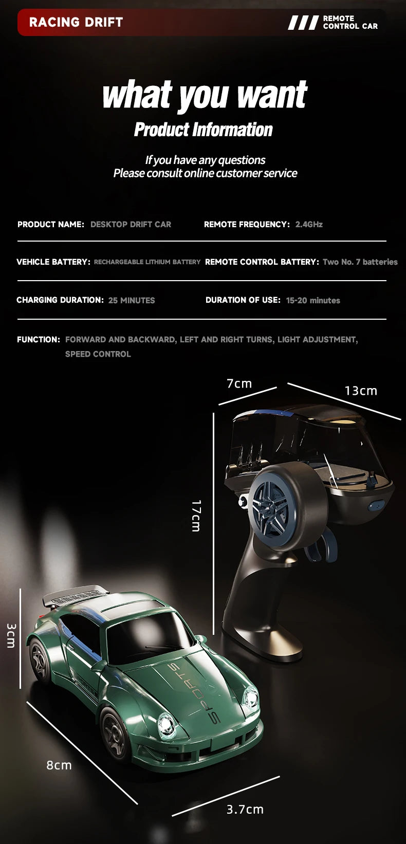 Mini RC Drift Car – 2.4GHz 4WD Remote Control Racing Car for Kids
