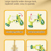 A green mini water blaster pistol is shown with instructions for filling and firing it.