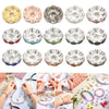 A collection of 12mm crystal rhinestone spacer beads in various colors and shapes for jewelry making.