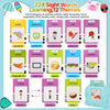 A set of 224 sight words learning flash cards categorized into 12 themes like animal, food, and colour.