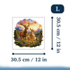 A jigsaw puzzle depicting a forest scene with deer silhouetted against a sunset background.